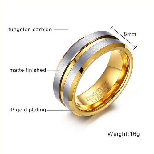Luxury Gold Inlay Tungsten Ring