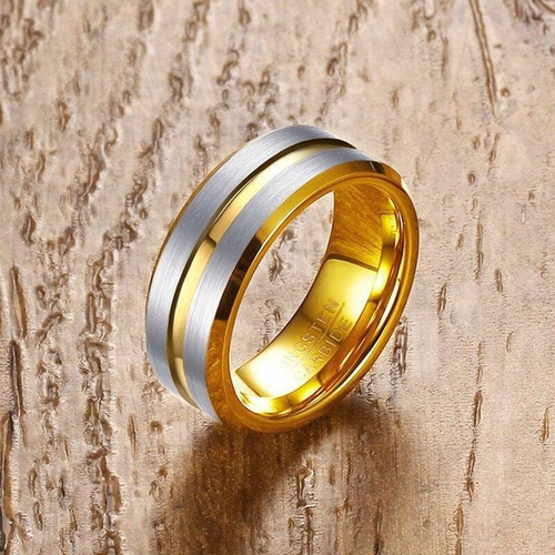 Luxury Gold Inlay Tungsten Ring