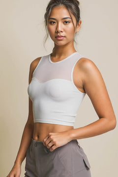 Radiant Ribbed Mesh Elegance Tank