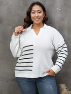 Enchanted Rose Striped V-Neck Sweater