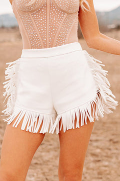 White Fringe Shorts: Your Western Style Essential! 🌵