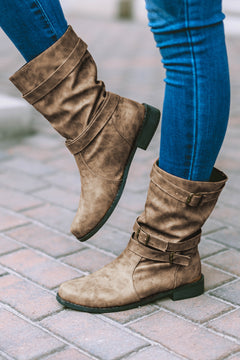 Opulent Chestnut Elegance Buckle Boots: Luxe Perfection