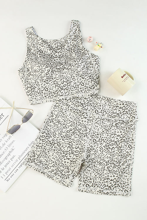 Apricot Active Leopard Tank and High Waist Shorts Set
