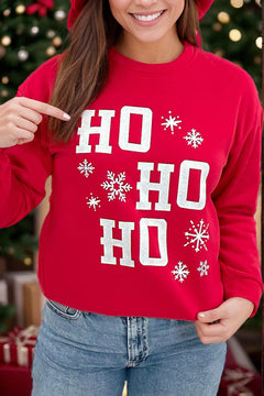 Merry Ho Ho Ho Plus Size Sweatshirt in Fiery Red