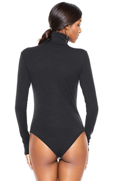 Luxurious Ribbed Turtleneck Bodysuit by Basic Style