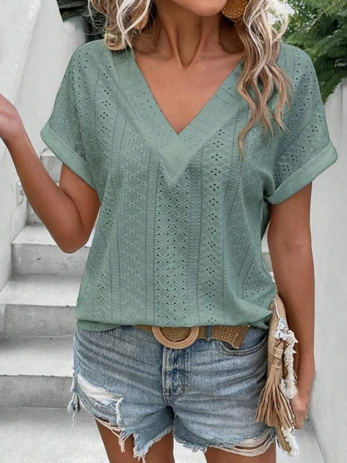 Chic Sheer V-Neck Blouse: Summer Essential! 😍