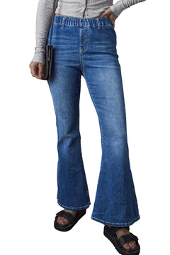 Blue Elastic Flare Jeans: Trendy & Comfortable