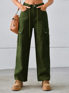 Effortlessly Chic Drawstring Cargo Jeans for All!