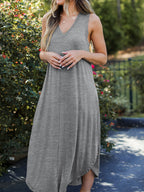 Opulent V-Neck Midi Tank Dress