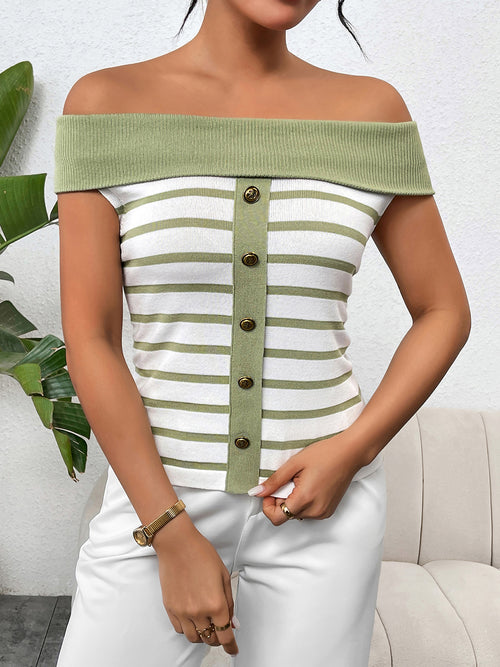 Chic Off-Shoulder Button Top: Style Meets Comfort