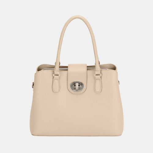 Premium PU Leather Twist-Lock Tote Bag