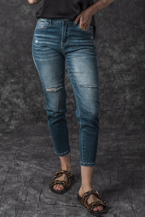 Blue Ripped Skinny Jeans: Edgy, Figure-Enhancing Style