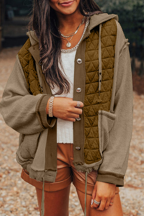 Beige Patchwork Dreams Hooded Jacket