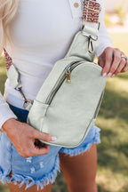 Gray Faux Leather Crossbody Chest Bag: Magnificence.