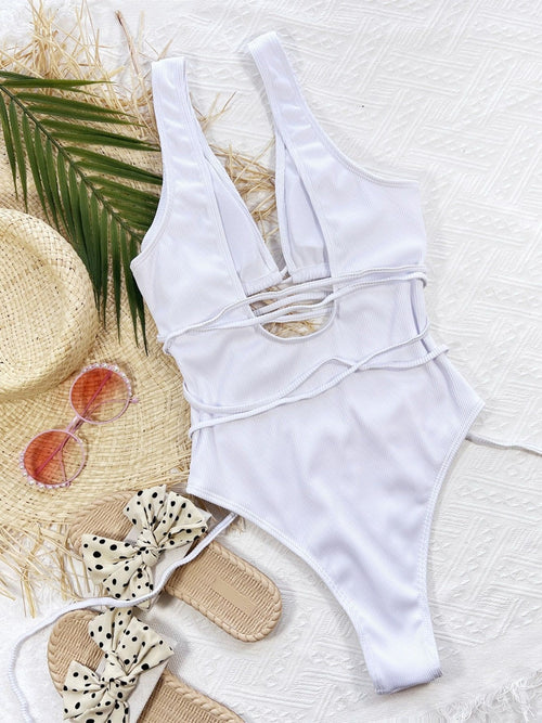 Golden Sunset Romance Lace-Up Swimsuit 🌅💖