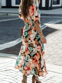 Opulent Floral Elegance Half Sleeve Dress