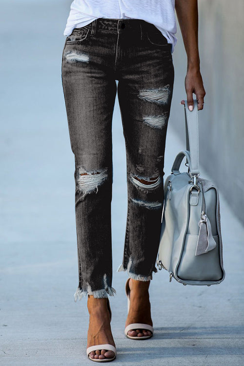 Comfy Cool Black Distressed Boyfriend Denim Pants!