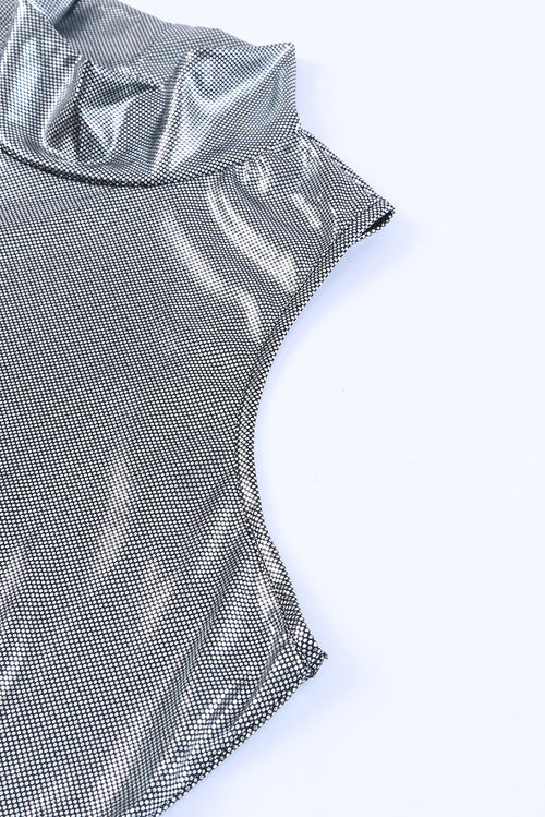 Silver Sparkle High Neck Bodysuit