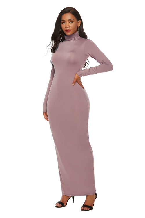 Elegant Maxi Dress with Mock Neck Sophistication