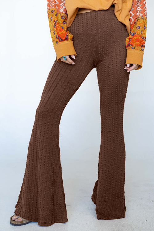 Retro Chic Coffee Flare Pants: Timeless Comfort!