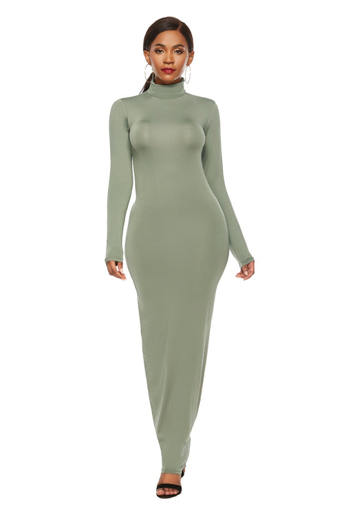 Elegant Maxi Dress with Mock Neck Sophistication