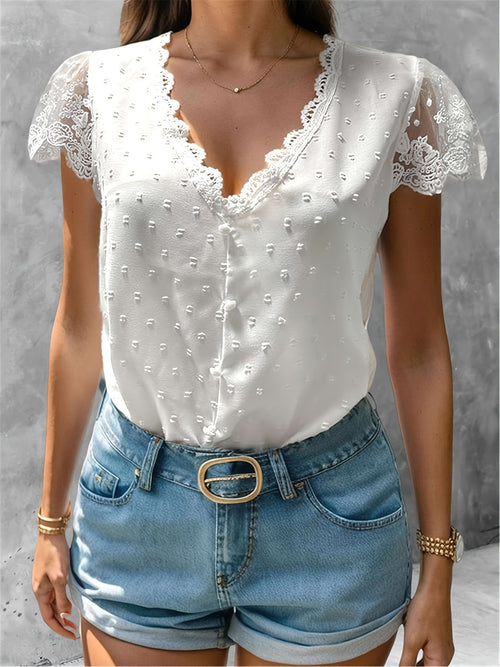 Elegant Swiss Dot Lace Blouse: A Must-Have! 🌸