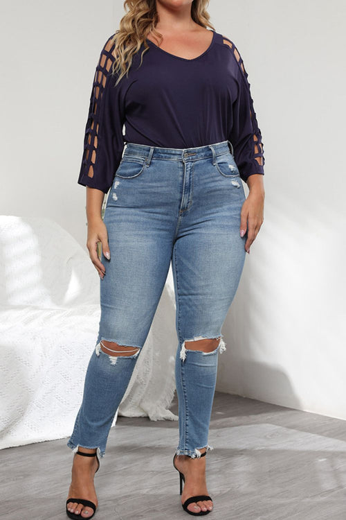 Enchanted Love V-Neck Cutout Blouse: Romance Elegance