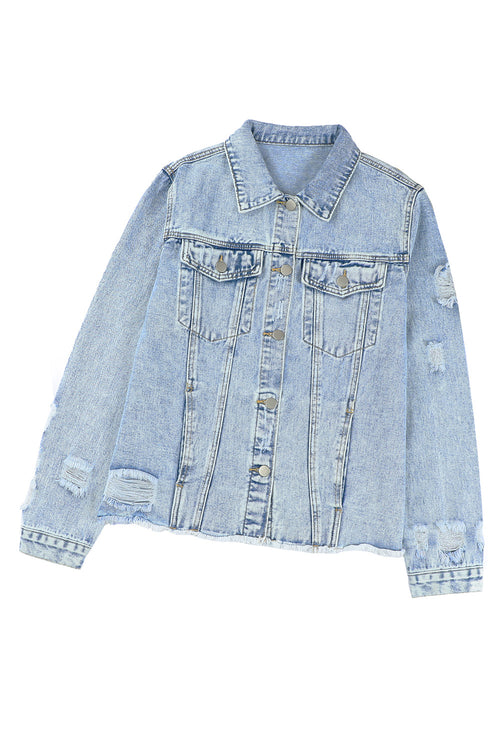 Blue Distressed Denim Jacket: Elevate Your Style!