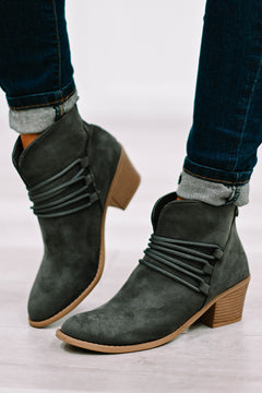 Sumptuous Dark Grey Criss Cross Heeled Boots