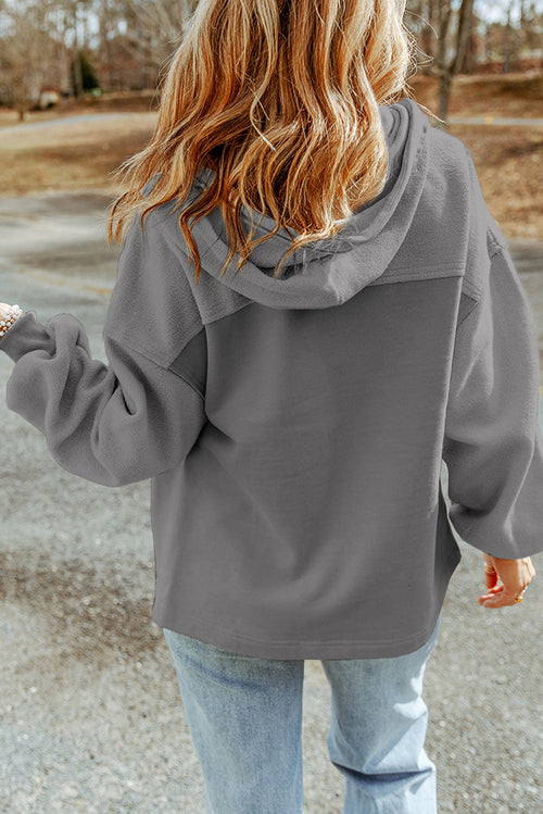 Charming Gray Flap Pocket Drawstring Hoodie Jacket