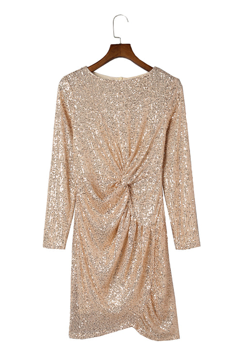 Apricot Sequin Sheath Dress: Refined Sophistication