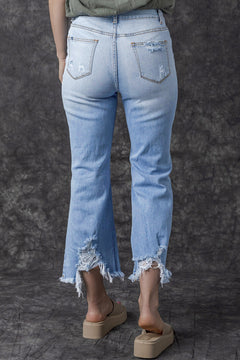 Sky Blue Distressed High Waist Jeans: Stylish!