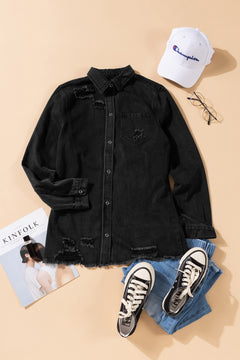 Denim Delight Distressed Shirt: Elevate Your Style