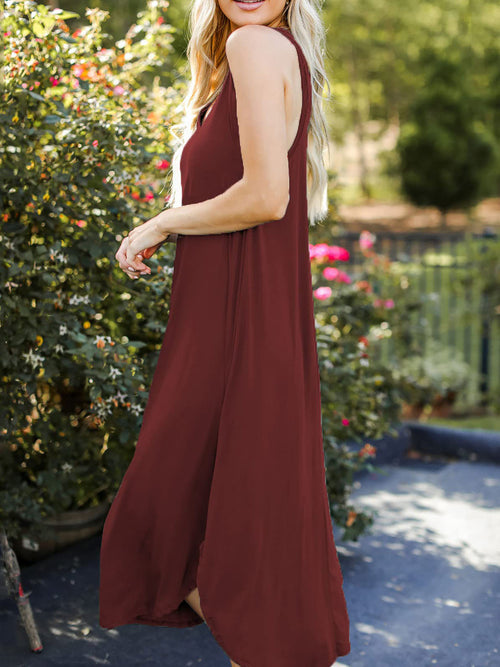 Opulent V-Neck Midi Tank Dress