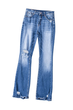 Blue Distressed Flare Jeans: Elevate your denim!