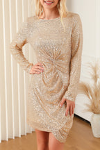 Apricot Sequin Sheath Dress: Refined Sophistication