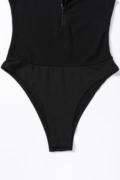 Sophisticated Black Zip-Up Sleeveless Bodysuit