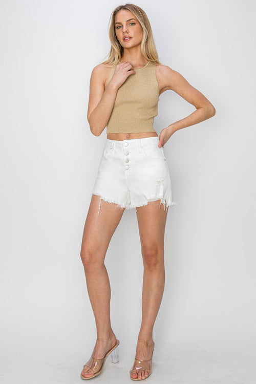 Chic Risen Frayed Hem Denim Shorts