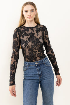 Elegance Enraptured Lace Mesh Bodysuit