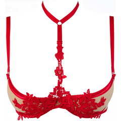 Sexy Open Cup Shelf Bra Axami Naughty in Nude Red