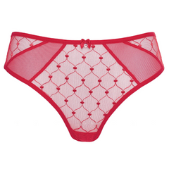 Euphoria Heart-Printed Sensual Red Bikini Panty