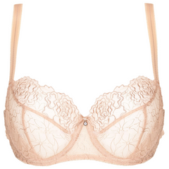 Pamela Beige Sheer Mesh Balconette Bra