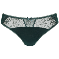 Pamela Pine Green Lace Thong: Regal Elegance