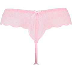 Sheer Mesh Lace Thong Panty Axami Seductive Rose