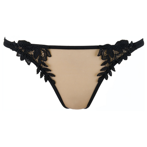 Seductive Beige & Black Lace G-String Thong