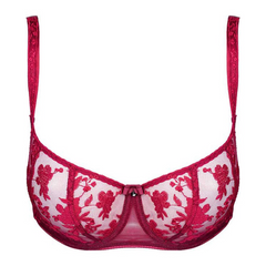 Sexy Sheer Lace Balconette Bra Tango Red