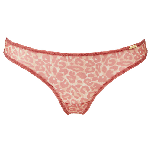 Gossard Pink Leopard Print Sheer Thong Panty