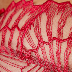 Gorteks Sierra: Ruby Red Sheer Mesh Elegance.