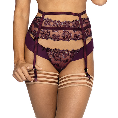 Enchanting Aubergine Lace Garter: Pure Elegance