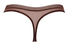 Gossard Glossies Sheer Thong Panty in Rich Brown